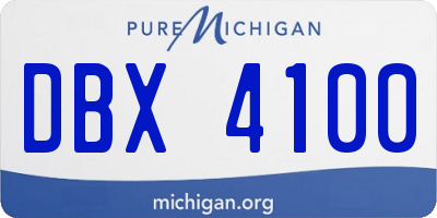 MI license plate DBX4100