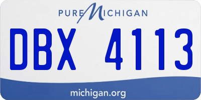 MI license plate DBX4113