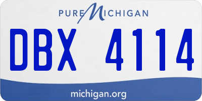 MI license plate DBX4114