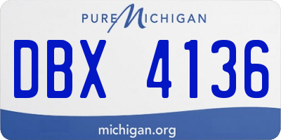 MI license plate DBX4136