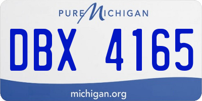 MI license plate DBX4165