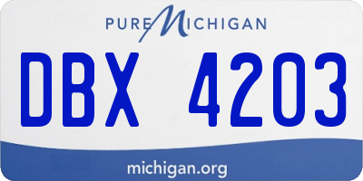 MI license plate DBX4203