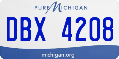 MI license plate DBX4208