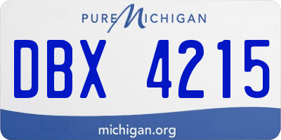 MI license plate DBX4215