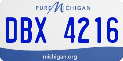 MI license plate DBX4216