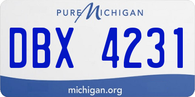 MI license plate DBX4231