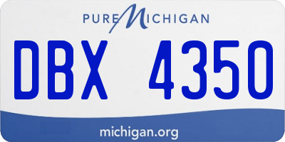 MI license plate DBX4350