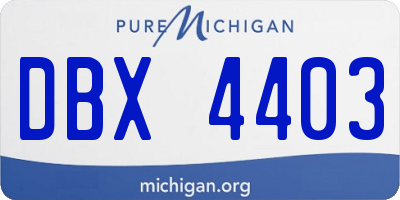 MI license plate DBX4403