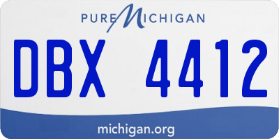 MI license plate DBX4412