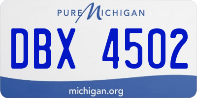 MI license plate DBX4502