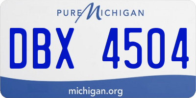 MI license plate DBX4504