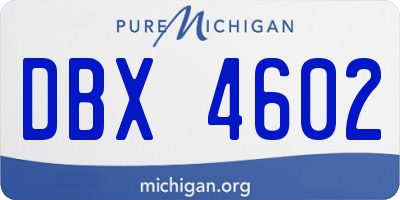 MI license plate DBX4602