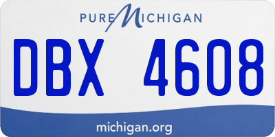 MI license plate DBX4608