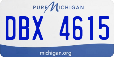 MI license plate DBX4615