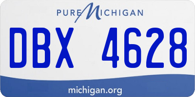 MI license plate DBX4628