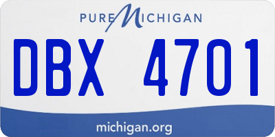 MI license plate DBX4701