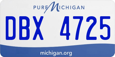 MI license plate DBX4725