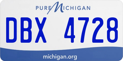 MI license plate DBX4728