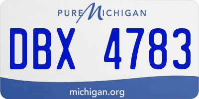 MI license plate DBX4783