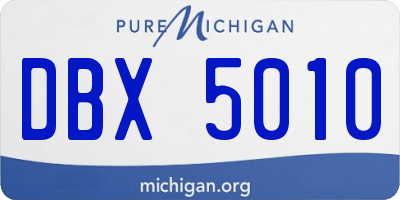 MI license plate DBX5010