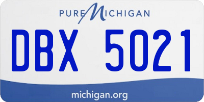 MI license plate DBX5021