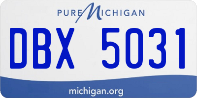 MI license plate DBX5031