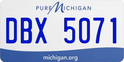 MI license plate DBX5071