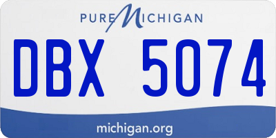 MI license plate DBX5074