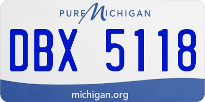 MI license plate DBX5118