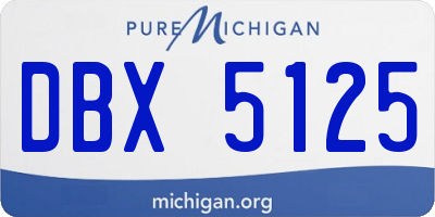 MI license plate DBX5125
