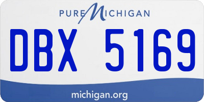 MI license plate DBX5169