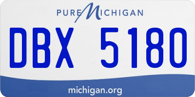 MI license plate DBX5180