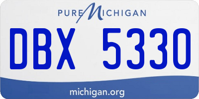 MI license plate DBX5330