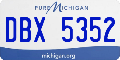 MI license plate DBX5352