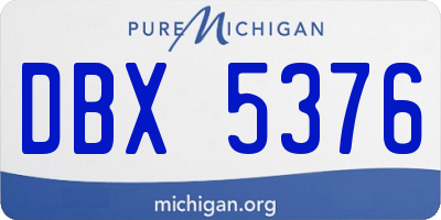 MI license plate DBX5376