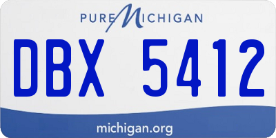 MI license plate DBX5412