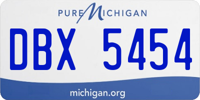 MI license plate DBX5454