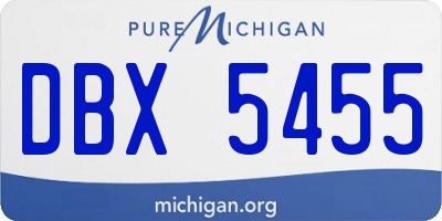 MI license plate DBX5455
