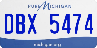 MI license plate DBX5474