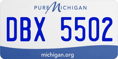 MI license plate DBX5502