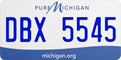 MI license plate DBX5545