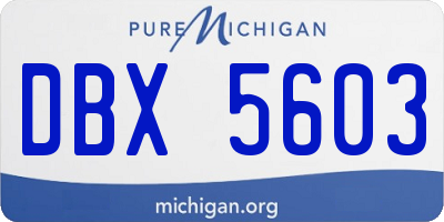 MI license plate DBX5603