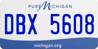 MI license plate DBX5608