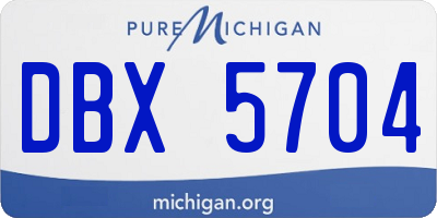 MI license plate DBX5704