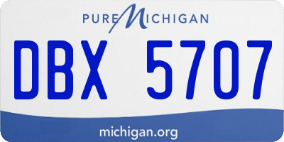 MI license plate DBX5707