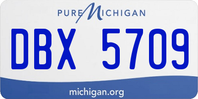 MI license plate DBX5709