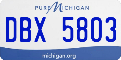 MI license plate DBX5803