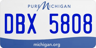 MI license plate DBX5808