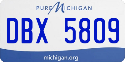 MI license plate DBX5809