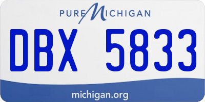 MI license plate DBX5833